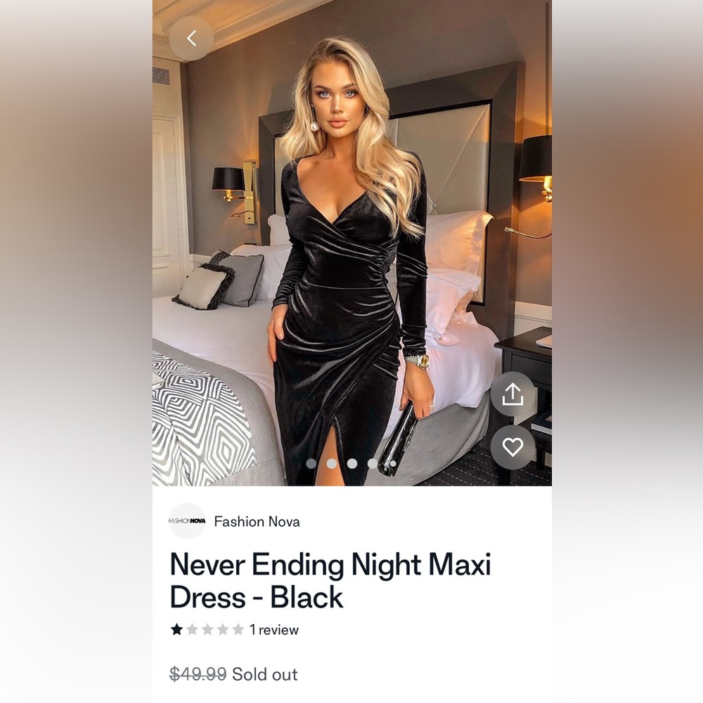 NWT Black velvet maxi dress